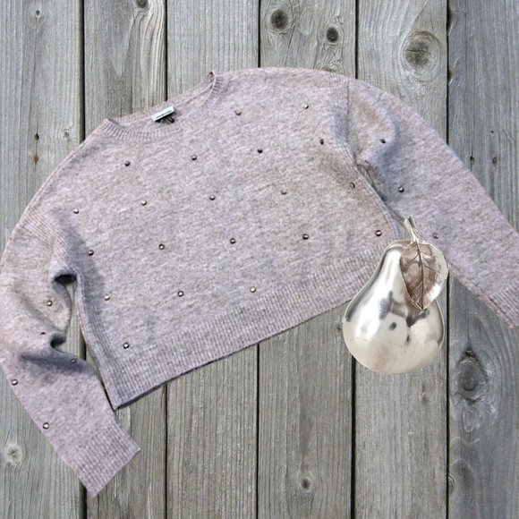 SEE VIDEO!!! โจ๐โจ SPARKLE!! Pretty Noisy May Grey Rhinestone Crop Sweater - Picture 8 of 17